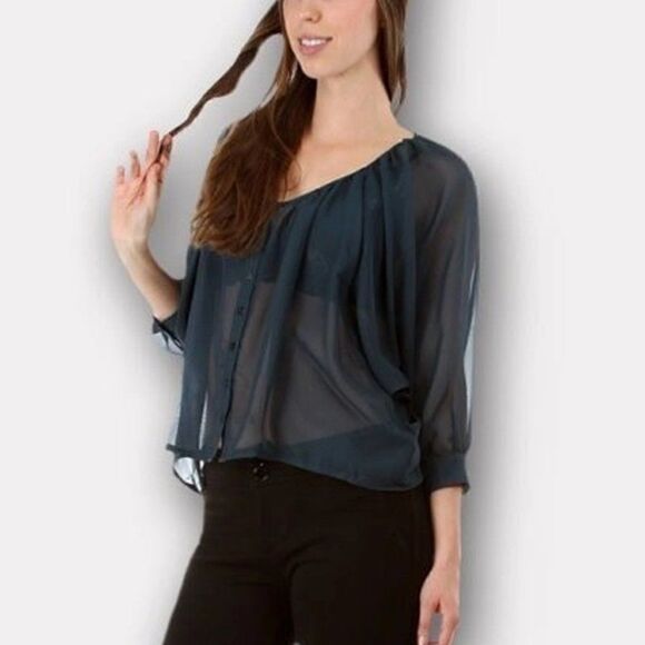 *Clearance* NYMPHE Green Chiffon Blouse - Picture 1 of 3
